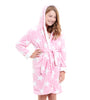 Girls Dressing Gown Hooded Robe Pink Star