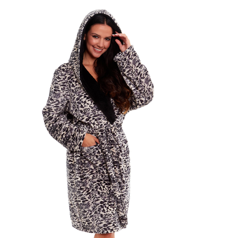 Hooded Luxury Shimmer Fleece Robe Grey – Slumber Hut