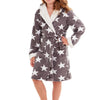 Girls Dressing Gown Hooded Robe Grey Star