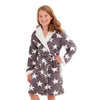 Girls Dressing Gown Hooded Robe Grey Star