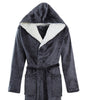 STONEBRIDGE Mens Dressing Gown Bathrobe Hooded Luxury Super Soft Charcoal with Sherpa Hood.