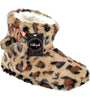 Ladies Luxury Plush Slip On Leopard Print Boot Slippers