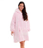 Ladies Luxury Grey Frosted Shaggy Fleece Hoodie Blanket Sweatshirt